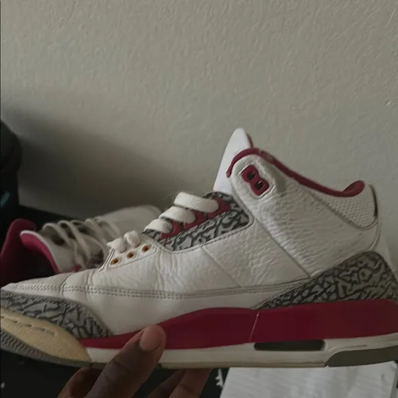 Jordan White and Red Classic Sneakers