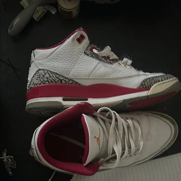 Jordan White and Red Classic Sneakers