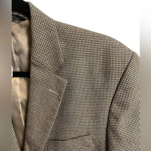 Joseph &amp; Feiss Blazer 39R Brown Houndstooth 2 Button 1 Vent Sport Coat Jacket