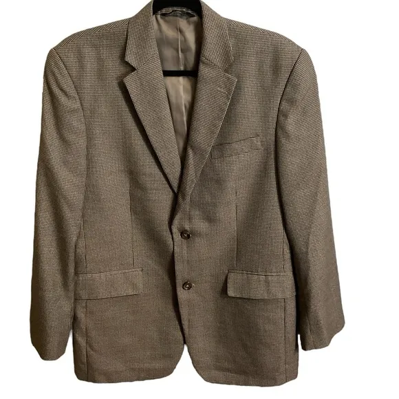 Joseph &amp; Feiss Blazer 39R Brown Houndstooth 2 Button 1 Vent Sport Coat Jacket