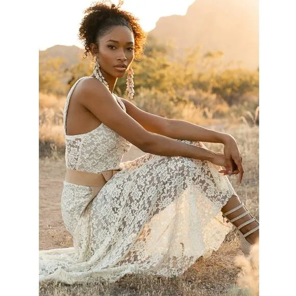 JOYFOLIE CARMEL SLIP DRESS IN TURTLEDOVE Size M