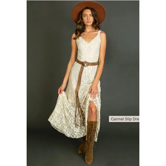 JOYFOLIE CARMEL SLIP DRESS IN TURTLEDOVE Size M