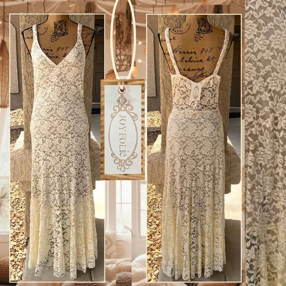 JOYFOLIE CARMEL SLIP DRESS IN TURTLEDOVE Size M