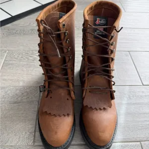 Justin Women’s Work Boots Size 8 Laced Up Leather 8”