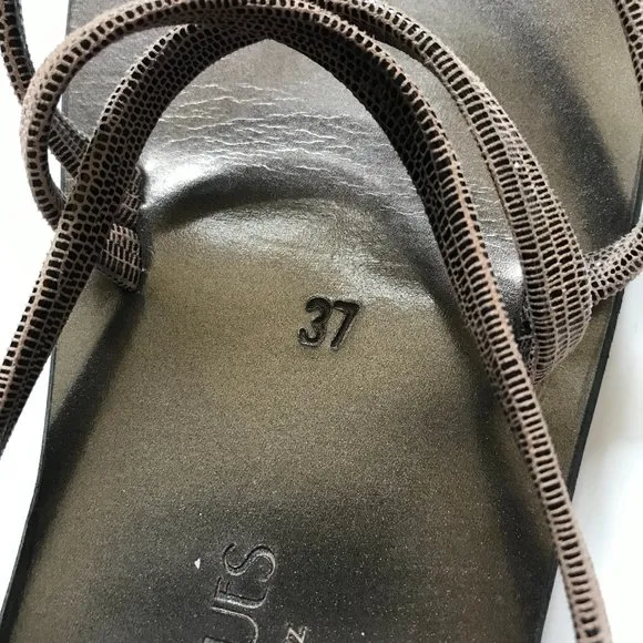 K Jacques St Tropez Epicure Sandals Flat Womens 37 Brown Leather Shoes 7 Strappy