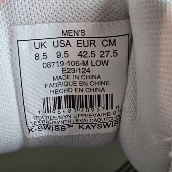 K-Swiss TUBES SPORT X MCLAREN Athletic Shoes Mens Size 9.5 Cream 08719-106-M