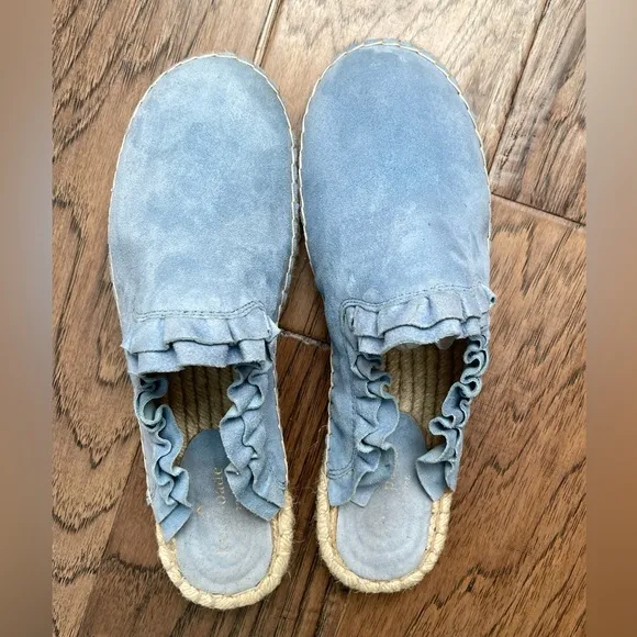 Kate Spade New York Laila Blue Bird Suede Espadrille Slip-On Mule Shoes 9.5 NWOT