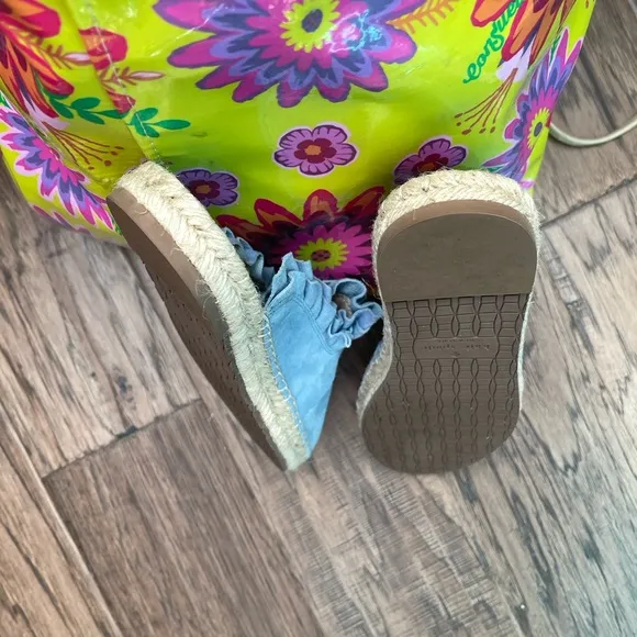 Kate Spade New York Laila Blue Bird Suede Espadrille Slip-On Mule Shoes 9.5 NWOT