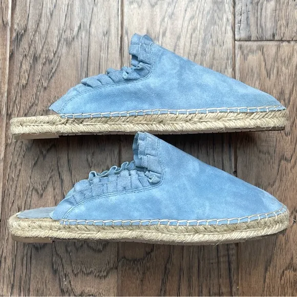 Kate Spade New York Laila Blue Bird Suede Espadrille Slip-On Mule Shoes 9.5 NWOT