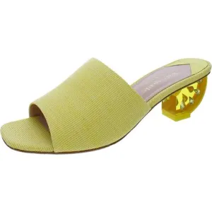 Kate Spade New York Womens Yellow Textured Slip-On Heels Shoes New