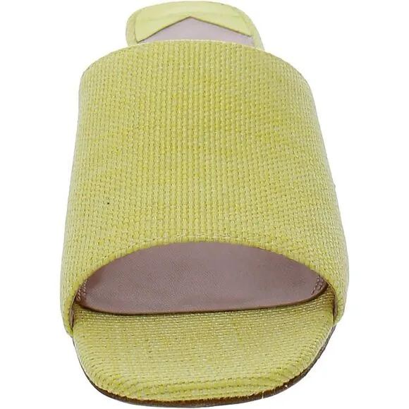 Kate Spade New York Womens Yellow Textured Slip-On Heels Shoes New