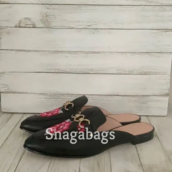 KATE SPADE NIB CANYON BLACK NAPPA POINTED TOE SLIP ON FLAT SHOES SIZE 7.5 M