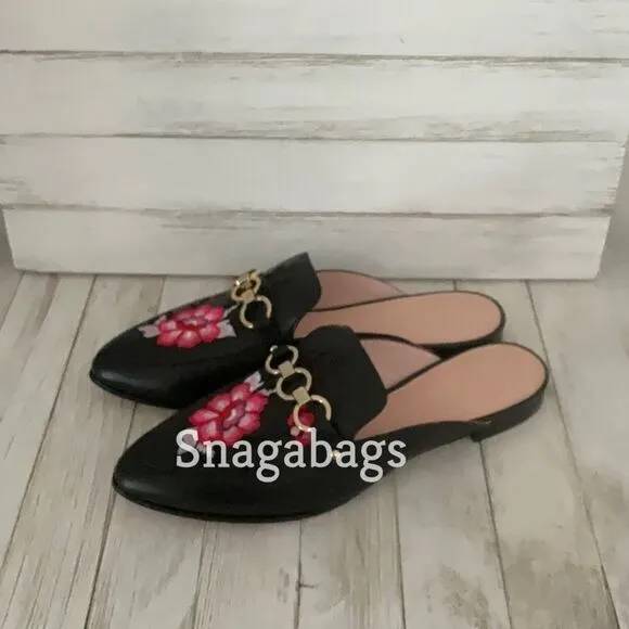 KATE SPADE NIB CANYON BLACK NAPPA POINTED TOE SLIP ON FLAT SHOES SIZE 7.5 M