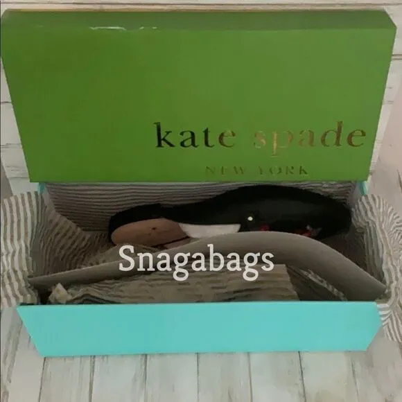 KATE SPADE NIB CANYON BLACK NAPPA POINTED TOE SLIP ON FLAT SHOES SIZE 7.5 M