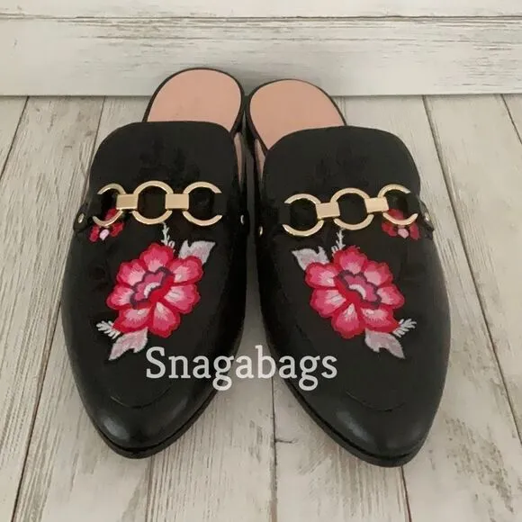 KATE SPADE NIB CANYON BLACK NAPPA POINTED TOE SLIP ON FLAT SHOES SIZE 7.5 M