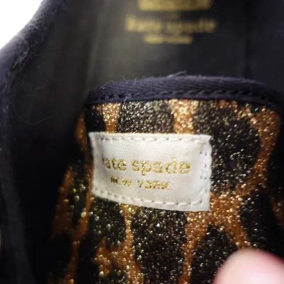 Kate Spade Shoes Girls Size 3 Sneakers Flat Casual Leopard Sparkle Gold Keds