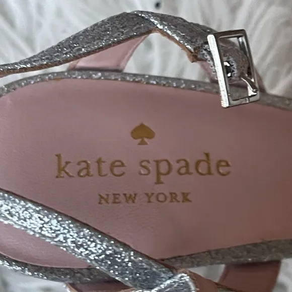 Kate Spade Womens Florence Silver Strappy Evening Sandals Shoes Heels Size 7.5