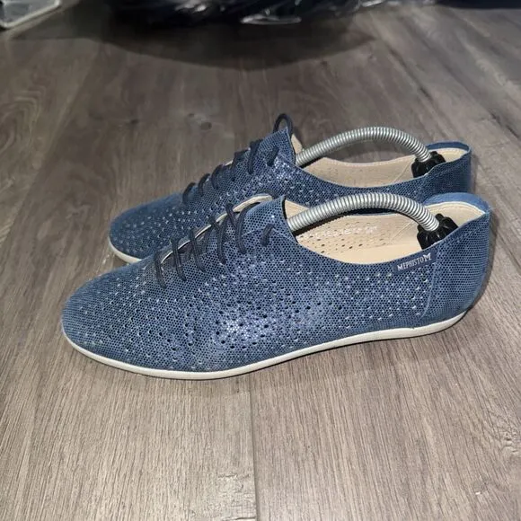 KATIE SUN BLUEI LMSP60 WOMEN'S SHOES US 8 UK 5.5 LEATHER SNEAKERS BY MEPHISTO