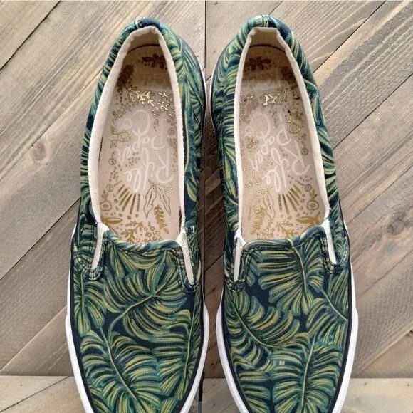 Keds‎ Anchor Rifle Paper Co Palms Slip On Casual Sneakers Womens Size 9.5 Green