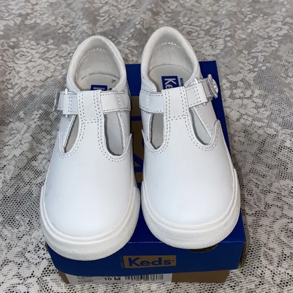 KEDS DAPHNE MARY JANE WHITE LEATHER T-STRAP SNEAKER DRESS SHOES 10M MEMORY FOAM