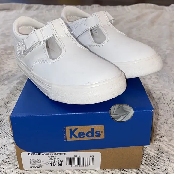 KEDS DAPHNE MARY JANE WHITE LEATHER T-STRAP SNEAKER DRESS SHOES 10M MEMORY FOAM