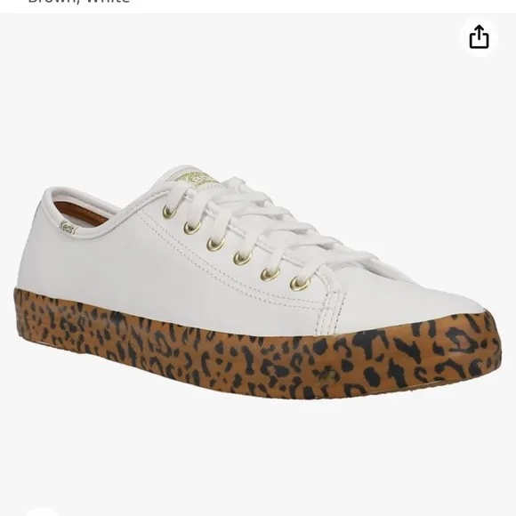 Keds Womens Kickstart Foxing Leopard Sneakers Shoes Casual - Brown, White