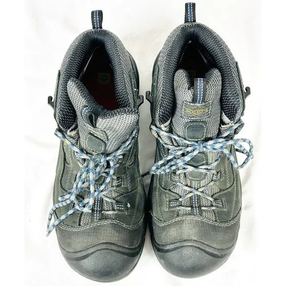 KEEN 1014997 Men’s US Sz 11.5 Braddock Mid Soft Toe Black Blue Hiking Boot Shoes