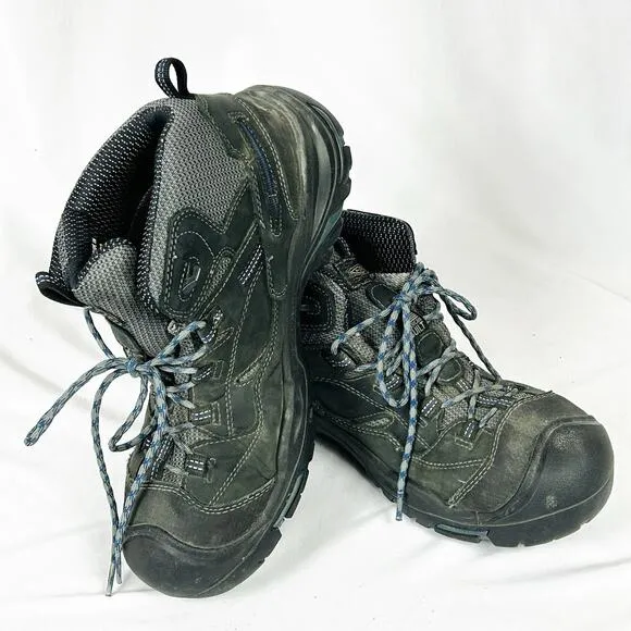 KEEN 1014997 Men’s US Sz 11.5 Braddock Mid Soft Toe Black Blue Hiking Boot Shoes