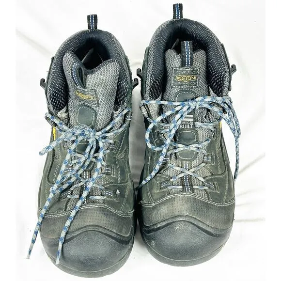 KEEN 1014997 Men’s US Sz 11.5 Braddock Mid Soft Toe Black Blue Hiking Boot Shoes