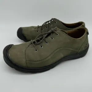 Keen Forest Green Leather Lace Up Trail Hiking Shoes Size 10