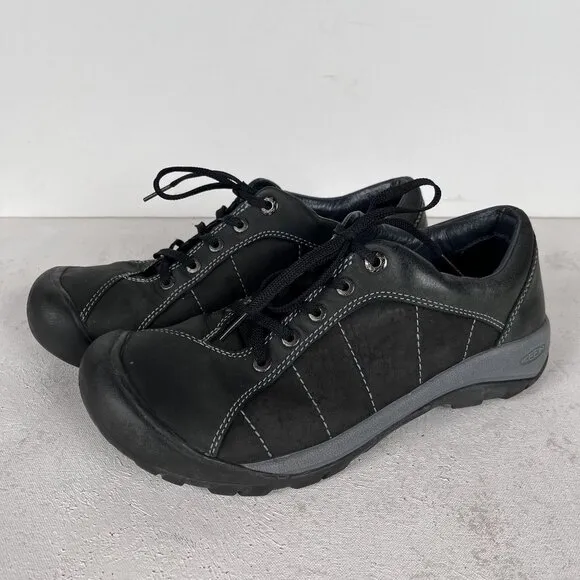 Keen Leather Lace Up Shoes Presidio Womens Black Hiking Sneaker Sz 10