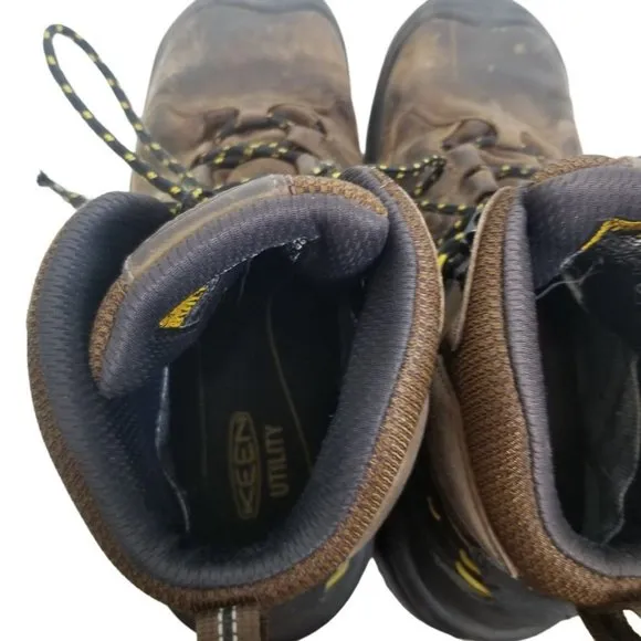 Keen Mens 11.5D Brown Leather Steel Toe Work Boots
