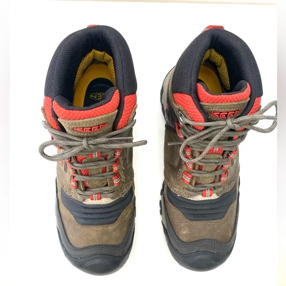 KEEN Men's Brown/Ketchup Ridge Flex Waterproof Hiking Boots