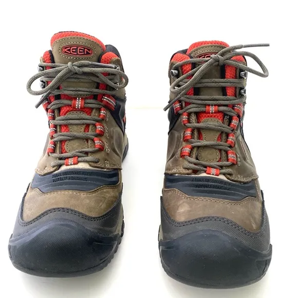 KEEN Men's Brown/Ketchup Ridge Flex Waterproof Hiking Boots