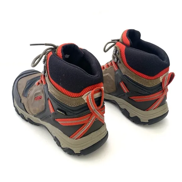 KEEN Men's Brown/Ketchup Ridge Flex Waterproof Hiking Boots