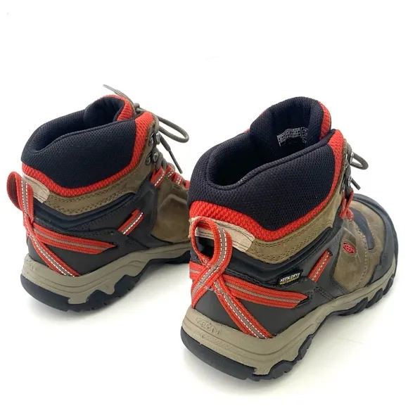 KEEN Men's Brown/Ketchup Ridge Flex Waterproof Hiking Boots