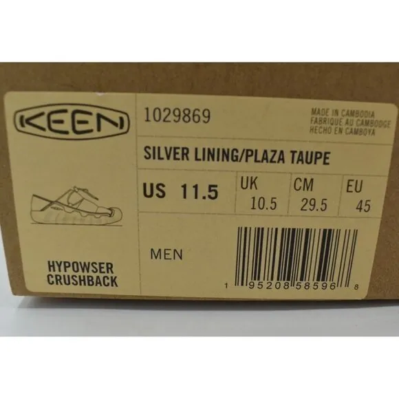 Keen Mens Size 11.5 Hypowser Crushback Plaza Taupe Slip On Shoes