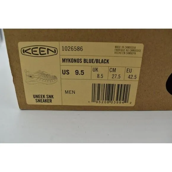 Keen Mens Size 9.5 Uneek Mykonos Blue Black Sneakers Shoes