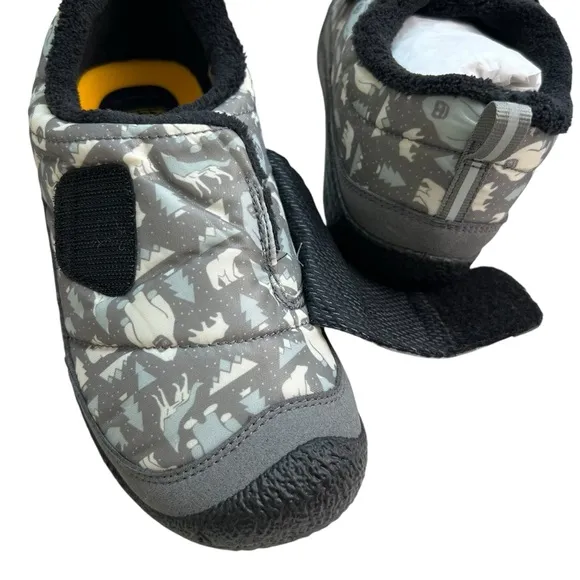 Keen NEW Howser Low Wrap Yeti Size Youth 4 Grey Star/White Puffer Quilted Shoes