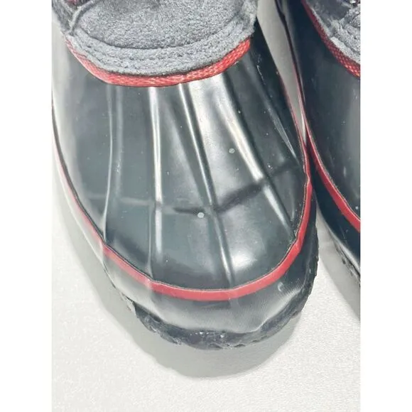 Khombu Elysse Rubber Upper Water Resistant Boots Plaid Lace Up Black Red 8
