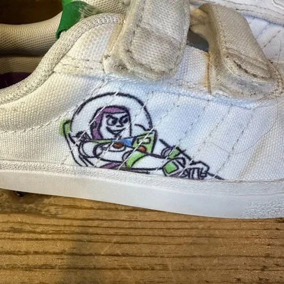 Kids Adidas Vulc Raid3r Disney Buzz Lightyear White Shoes Sneakers Size 10 C GUC