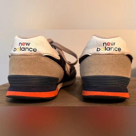 Kids New Balance 515 Classic Navy Blue with Orange &amp; Gray Accents Suede Sneakers