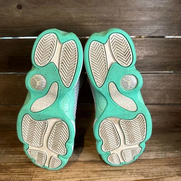 Kids Nike‎ Air Jordan Horizon Gray Green Glow Basketball Sneakers Shoes SIze 2 Y