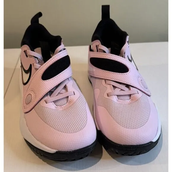 Kids Nike Team Hustle Sneakers Shoes Light Pink Black Size 2 brand New! Slip On