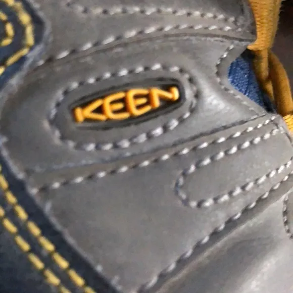 Kids size 12 gray and blue keen hiking shoes
