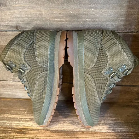 Kids Timberland Euro Hiker‎ Cordura Olive Green Mid Hiking Boots Shoes Size 2 Y