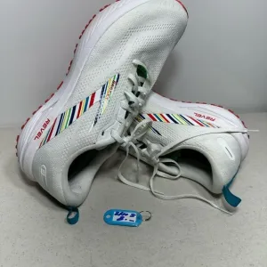 Kids' White Sneakers with Multicolor Stripes