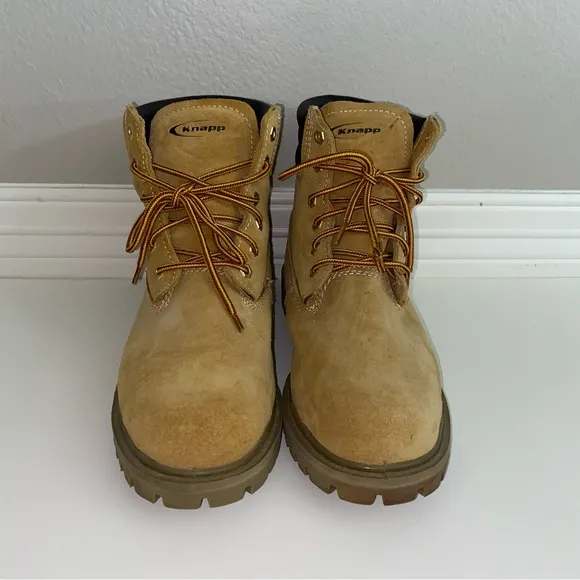Knapp Men's Heavy Duty Oil Resistant Steel Toe Work Boots Tan Size US 8.5W KN161