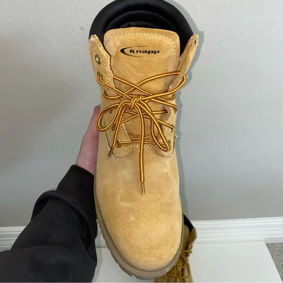 Knapp Men's Heavy Duty Oil Resistant Steel Toe Work Boots Tan Size US 8.5W KN161