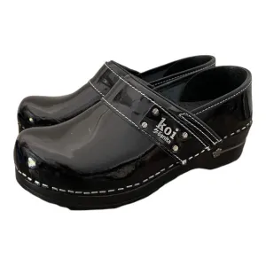 Koi Sanita Black Patent Leather Clogs Size 7 Women’s Nurse Shoes - Slip On